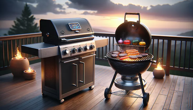 How do gas grills compare to charcoal grills in terms of flavor and convenience?
